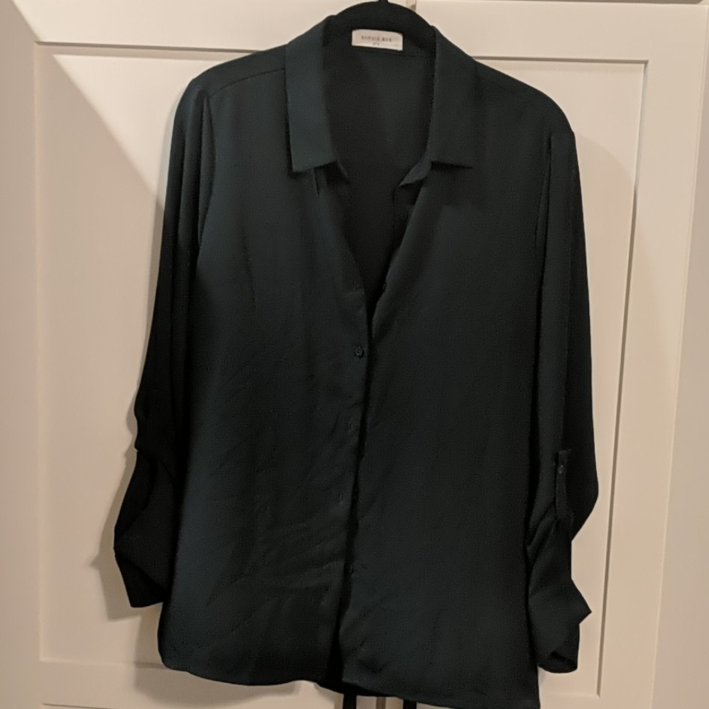 Sophie Rue Sheer Emerald Green Blouse
